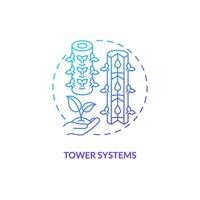 2D gradient tower systems icon representing vertical farming and hydroponics concept, isolated vector, thin line illustration. vector