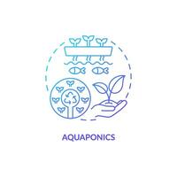 2D gradient aquaponics icon representing vertical farming and hydroponics concept, isolated vector, thin line illustration. vector