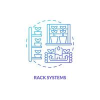 2D gradient rack systems icon representing vertical farming and hydroponics concept, isolated vector, thin line illustration. vector