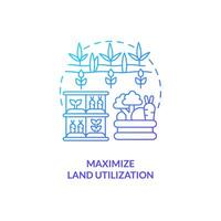 2D gradient maximize land utilization icon representing vertical farming and hydroponics concept, isolated vector, thin line illustration. vector