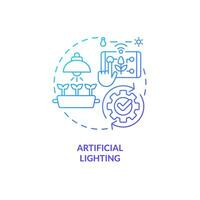 2D gradient artificial lighting icon representing vertical farming and hydroponics concept, isolated vector, thin line illustration. vector