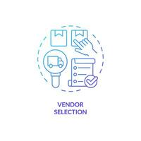 2D vendor selection gradient thin line icon concept, isolated vector, blue illustration representing vendor management. vector