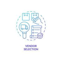 2D vendor selection gradient thin line icon concept, isolated vector, blue illustration representing vendor management. vector