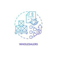 2D wholesalers gradient thin line icon concept, isolated vector, blue illustration representing vendor management. vector