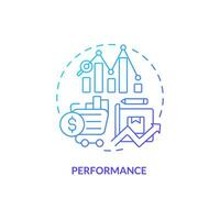 2D performance gradient thin line icon concept, isolated vector, blue illustration representing vendor management. vector