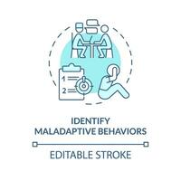 2D editable identify maladaptive behaviors blue thin line icon concept, isolated vector, monochromatic illustration representing behavioral therapy. vector