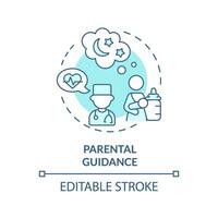 Parental guidance turquoise concept icon. Health advice. Pediatric service. Baby pediatrician. Medical consultation abstract idea thin line illustration. Isolated outline drawing. Editable stroke vector