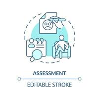 2D editable assessment blue thin line icon concept, isolated vector, monochromatic illustration representing behavioral therapy. vector