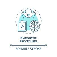 diagnóstico procedimientos turquesa concepto icono. pulmonar función prueba. corazón ritmo. niño salud. pediátrico medicina resumen idea Delgado línea ilustración. aislado contorno dibujo. editable carrera vector