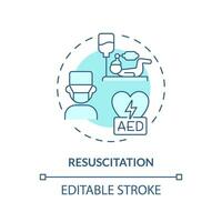 resucitación turquesa concepto icono. vida apoyo. vías respiratorias gestión. crítico enfermedad. ayuda ayuda. emergencia salud cuidado resumen idea Delgado línea ilustración. aislado contorno dibujo. editable carrera vector