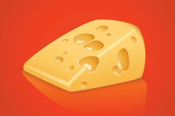piece cheese on red