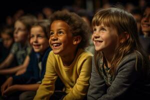 Children rehearsing for a school play bonding over their shared love for the stage photo