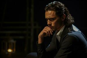 Actors intense concentration as they prepare to deliver a powerful monologue photo