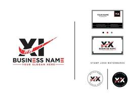 Handwriting Xi Logo Icon Business Card, Alphabet XI Brush Letter Logo For Shop vector