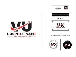 Vu Business Logo, Monogram VU Brush Logo Design vector