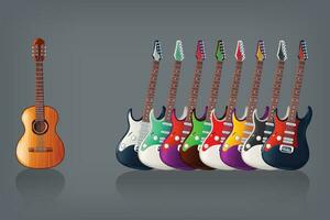 guitars in set vector