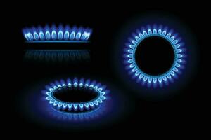 gas stove flame set vector