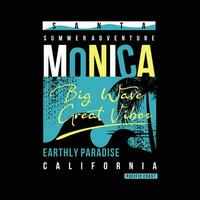 santa monica big wave graphic design, typography vector, illustration, for print t shirt, cool modern style vector