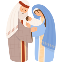 Holy Family. Virgin Mary, saint old man Joseph and baby Jesus Christ png