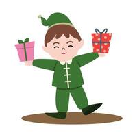 Christmas elves character. Santa Claus helpers for happy new year and merry christmas. vector