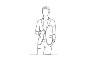 A man wearing a suit while posing cool vector
