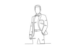 A man wearing formal attire and a bow tie vector