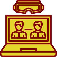 VR Team Collaboration Vector Icon Design