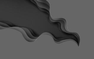 3D paper art of abstract curve layer black background.Paper art and cut wave surface.Creative Paper craft style of cover design idea for business banner template.texture.graphic.vector.illustration. vector