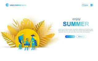 illustration of Best family travel website template, web page and landing page design .Smartphone site development. Family with kids Holiday. Summer vacation concept vector.Paper cut and craft.EPS10 vector