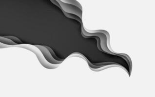 3D paper art of abstract curve layer black-whaite background.Paper art and cut wave surface.Creative Paper craft style of cover design idea for business banner template.texture.vector.illustration. vector