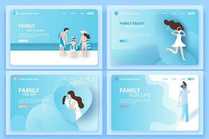 papel cortar y arte conjunto de web página plantillas para familia salud clínica, para vida. creativo ui diseño moderno minimalista sano cuidado conceptos. sitio web y teléfono inteligente desarrollo.vector,ilustración vector