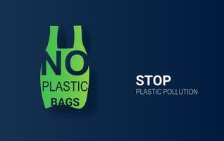 illustration of No plastic bags signal protest against garbage. Pollution problem environment concept. Creative Paper art and craft style images for banner,card,web,advertising,brochure. pastel vector