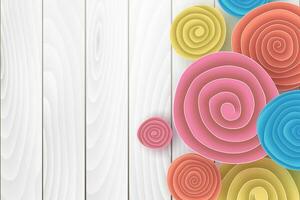 Horizontal banner on old white wood background design.Creative design Origami paper cut and craft style with flowers roll circle,Frame for advertising magazines and websites.Vector illustration.EPS10 vector