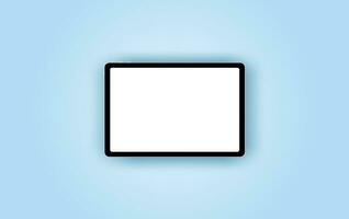 Realistic Tablet computer with blank white screen isolated on blue background.Creative paper cut and craft style.Mock up Responsive screens to display your mobile web site design for text. vector