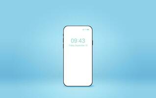 Modern smartphone mock-up.Creative Realistic mobile phone, isometric position.Presentation banner.Futuristic cellphone mockup on blue background isolate.Paper cut and craft style. Vector illustration