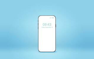 Modern smartphone mock-up.Creative Realistic mobile phone, isometric position.Presentation banner.Futuristic cellphone mockup on blue background isolate.Paper cut and craft style. Vector illustration