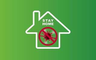 Stay home on Eco Environment background.stay safe with home icon against virus. The concept of quarantine and stay at home, stay safe.Stop COVID-19 Awareness.Space for your text banner website vector