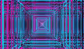 3d render. abstract digital square colorful neon background. Street of futuristic digitally generated illustration. Big data computer, network blue neon light. Sci Fi Neon Glowing Lights in dark. photo