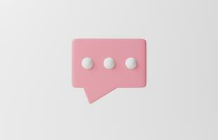 3D Minimal pink chat bubbles on isolate white background. concept of social media messages. 3d rendering illustration Minimal blank chat boxes sign. Chat for text bubble icon on pastel. comment sign photo