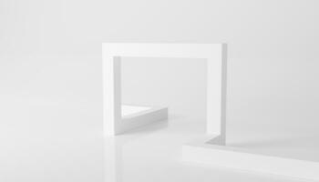 3d rendering White Abstract Architecture. White Modern Interior Background. Building Blocks. Minimal Geometric Shapes Design. Wallpaper Architecture Illustration of Modern minimal Geometric Futuristic photo