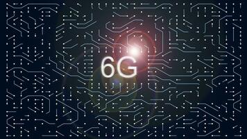 Data processing in circuit board abstract server. Technology Background CPU Circuit concept.  Data moves in the form of moving lines. 6G Visualization AI Processor Power. Blue Digitalization Process. photo