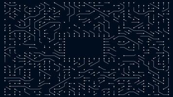 Data processing in circuit board abstract server. Technology Background CPU Circuit concept.  Data moves in the form of moving lines. 3D Visualization AI Processor Power. Blue Digitalization Process. photo