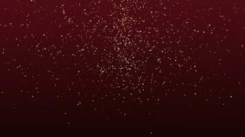 Beautiful Gold Glitter Floating Dust Particles on red dark Background in Slow Motion. Looped Animation of Dynamic Wind air Particles With Bokeh. Glitter awards for decoration happy Chinese new year photo
