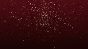 Beautiful Gold Glitter Floating Dust Particles on red dark Background in Slow Motion. Looped Animation of Dynamic Wind air Particles With Bokeh. Glitter awards for decoration happy Chinese new year photo