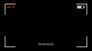 cuadrado marco fácil sencillo a utilizar imágenes alfa de vídeo grabación cámara pantalla con . horizontal pantalla cámara pantalla grabación vídeo animación en negro antecedentes. elemento visor foto