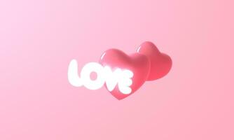 3d representación de rosado corazón y amor ligero neón en rosado antecedentes. corazón icono, me gusta y amor 3d hacer ilustración. contento enamorado día modelo. símbolo amante. foto