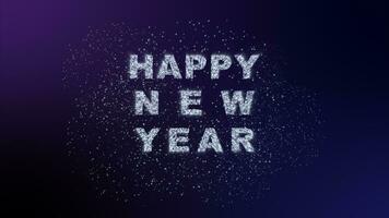 Happy New Year Fireworks on dark gradient colorful background with decoration with neon number  on Purple and blue background. illustration winter festival season for card and template. modern event photo