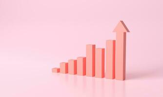 3d rendering pink or red stair step to Arrow growth success. progress way and forward achievement. Abstract Arrows Set Isolated on pink-red Background. 3D Shapes Collection. minimal creative concept photo