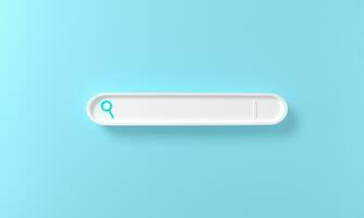 illustration of minimal blank search bar on blue background. web concept. 3d rendering. Search bar design element Bar for UI. 3D bar Browser button for website and UI design. photo