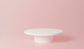 white realistic 3d cylinder pedestal podium with pastel pink background semi circle backdrop. Abstract 3d rendering geometric platform. Product display presentation. Minimal scene. show product photo